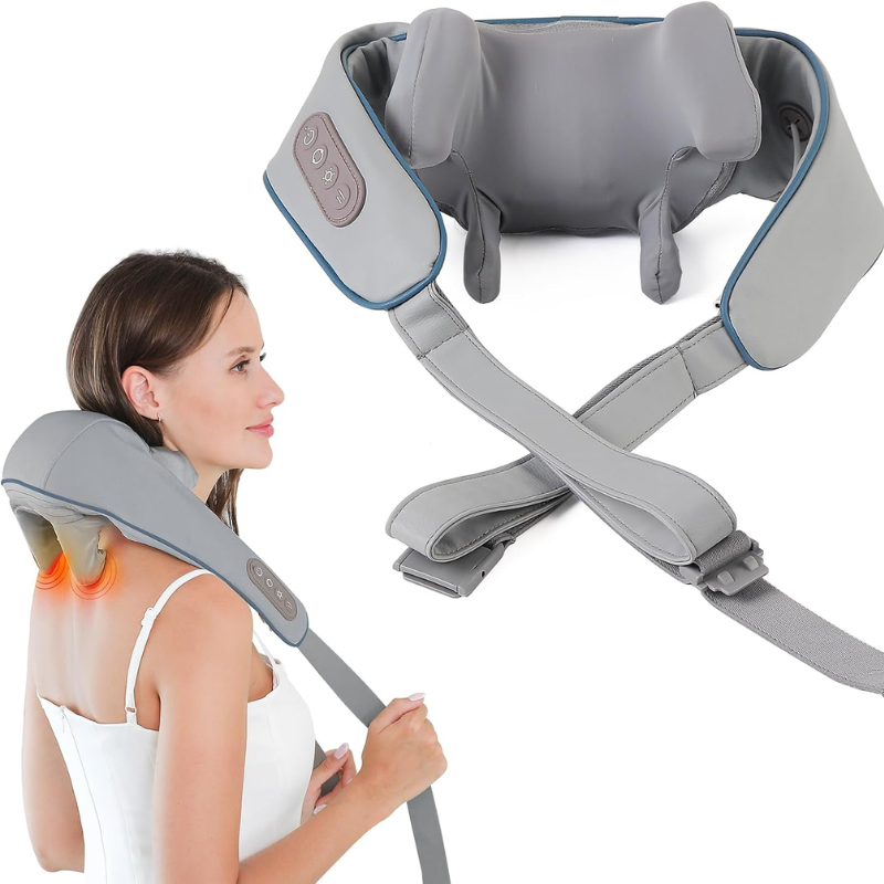 RelaxPro® Masajeador Multifuncional  4D de Cuello, Espalda y Hombros con Calor Infrarrojo – Manos Libres, Recargable y de Uso Corporal Total 🧘‍♂️🔥